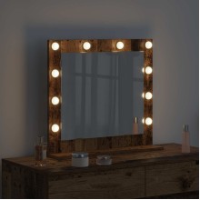 Настолно тоалетно огледало с Холивуд LED осветление старо дърво 60 x 55 см