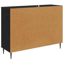 Нисък шкаф ESSEN с ретро флорален принт върху фронтовете, с 3 врати и 2 рафт, черен дъб, 102 x 33 x 76 см