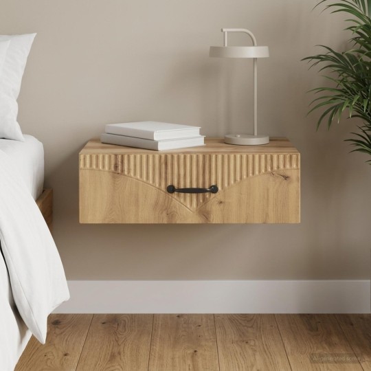 Нощно шкафче ONDA с монтаж на стена и чекмедже, дъб артизан, 59 x 34,5 x 17 см