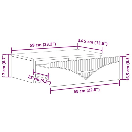Нощно шкафче ONDA с монтаж на стена и чекмедже, дъб артизан, 59 x 34,5 x 17 см