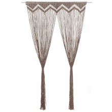 Памучно перде макраме в цвят таупе за тръбен корниз, 140 x 240 см