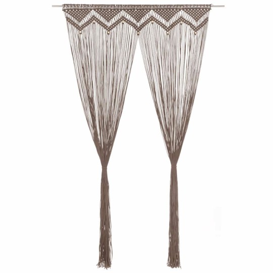 Памучно перде макраме в цвят таупе за тръбен корниз, 140 x 240 см