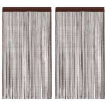 Пердета с ресни в цвят кафяв за тръбен корниз, 2 бр., 140 x 250 см
