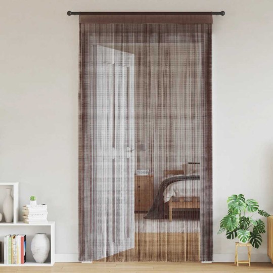 Пердета с ресни в цвят кафяв за тръбен корниз, 2 бр., 140 x 250 см
