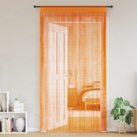 Пердета с ресни в цвят оранжев за тръбен корниз, 2 бр., 140 x 250 см
