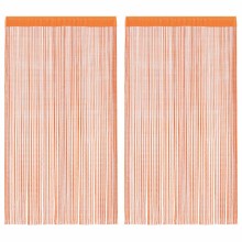Пердета с ресни в цвят оранжев за тръбен корниз, 2 бр., 140 x 250 см