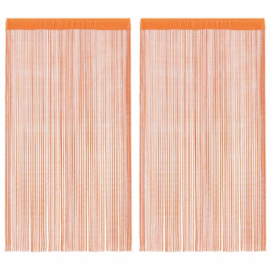 Пердета с ресни в цвят оранжев за тръбен корниз, 2 бр., 140 x 250 см