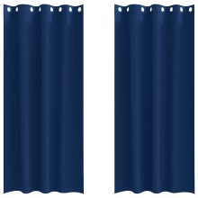 Плътни завеси в цвят мастиленосин с метални халки, 2 бр., 140 x 245 см