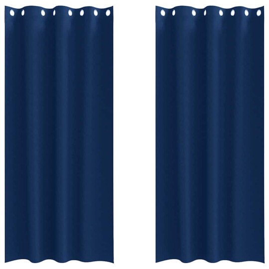 Плътни завеси в цвят мастиленосин с метални халки, 2 бр., 140 x 245 см