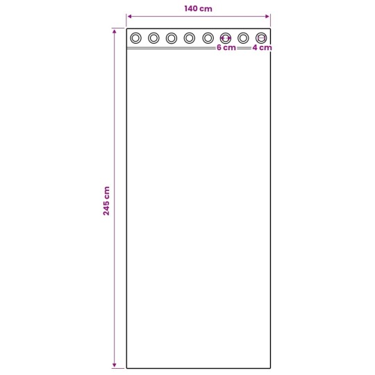 Плътни завеси в цвят пастелна ванилия с метални халки, 2 бр., 140 x 245 см