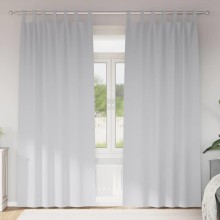 Плътни завеси в цвят светлосив с текстилни гайки (уши), 2 бр., 140 x 225 см