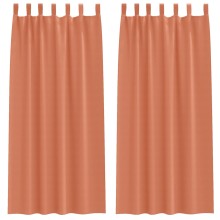 Плътни завеси в цвят теракота с текстилни гайки (уши), 2 бр., 140 x 245 см