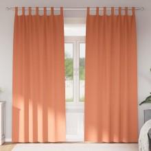 Плътни завеси в цвят теракота с текстилни гайки (уши), 2 бр., 140 x 245 см
