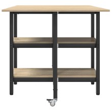 Сгъваема трапезна маса в стил Industrial Modern, ЛПДЧ дъб сонома и черен метал, 122 x 80 см