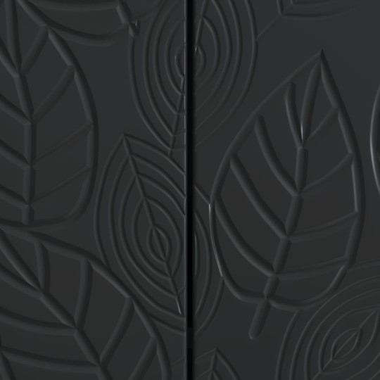 Шкаф FLORA с 3 врати и флорални фронтове, черен, 89 x 34,5 x 80 см