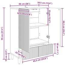 Шкаф LINEA с 2 врати и долно чекмедже, бял, 66 x 34,5 x 95 см