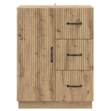 Шкаф ONDA с врата и 3 чекмеджета, дъб артизан, 66 x 34,5 x 87 см