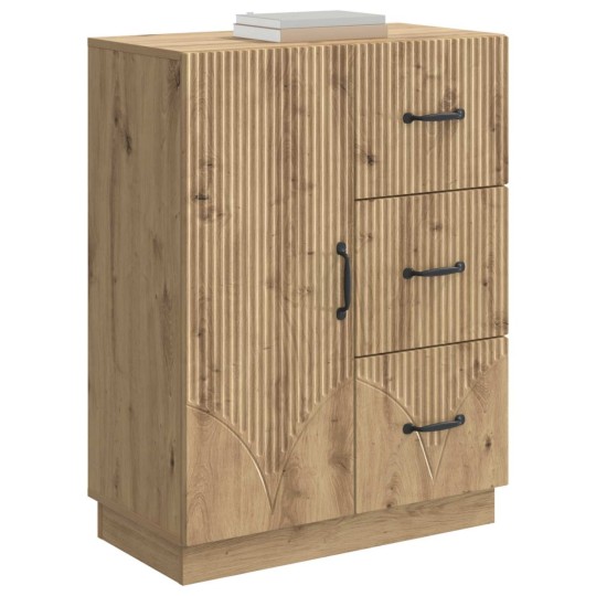 Шкаф ONDA с врата и 3 чекмеджета, дъб артизан, 66 x 34,5 x 87 см