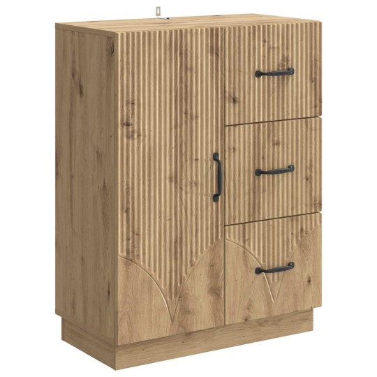 Шкаф ONDA с врата и 3 чекмеджета, дъб артизан, 66 x 34,5 x 87 см