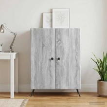 Шкаф с 2 врати и геометрични фронтове, сив дъб сонома, 66 x 34,5 x 90 см