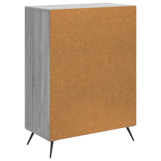 Шкаф с 2 врати и геометрични фронтове, сив дъб сонома, 66 x 34,5 x 90 см