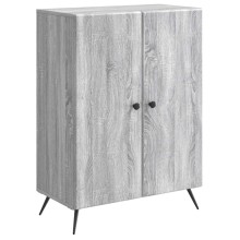 Шкаф с 2 врати и геометрични фронтове, сив дъб сонома, 66 x 34,5 x 90 см