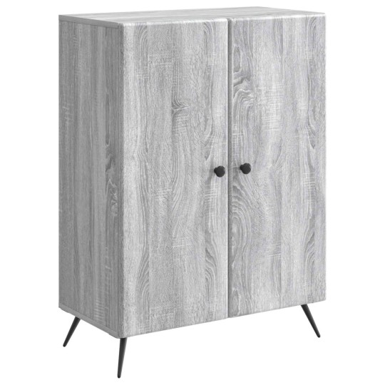 Шкаф с 2 врати и геометрични фронтове, сив дъб сонома, 66 x 34,5 x 90 см