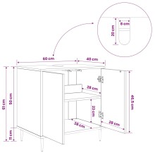 Шкаф за баня ESSEN с ретро флорален принт върху фронтовете, черен дъб, 60 x 40 x 61 см