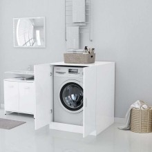 Шкаф за свободностояща пералня с работен плот и горен модул, бял, 70,5 x 71,5 x 181,5 см