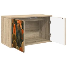 Шкаф ZAANDAM с принт с кактуси върху фронтовете, с 2 врати, дъб сонома, 69 x 33 x 40 см