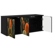 Шкаф ZAANDAM с принт с кактуси върху фронтовете, с 3 врати, черен дъб, 102 x 33 x 40 см