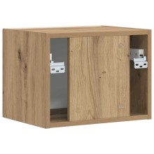 Стенен ТВ шкаф LINEA с вертикално фрезован фронт, дъб артизан, 39 x 31 x 29,5 см