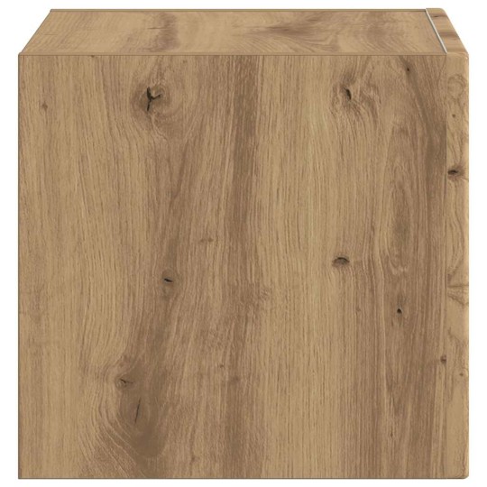 Стенен ТВ шкаф LINEA с вертикално фрезован фронт, дъб артизан, 39 x 31 x 29,5 см
