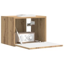 Стенен ТВ шкаф LINEA с вертикално фрезован фронт, дъб артизан, 39 x 31 x 29,5 см