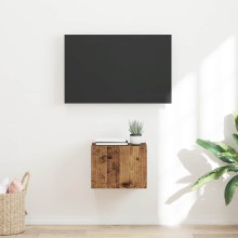 Стенен ТВ шкаф LINEA с вертикално фрезован фронт, състарено дърво, 39 x 31 x 29,5 см