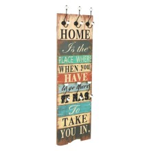 Стенна закачалка FUN с 6 куки HOME IS, 120 x 40 см