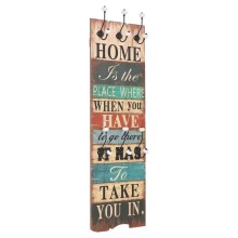 Стенна закачалка FUN с 6 куки HOME IS, 120 x 40 см