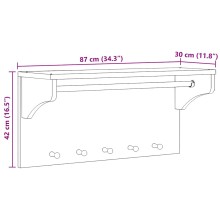 Стенна закачалка за палта SANDNES 87 x 30 x 42 см, масивна дървесина, бор