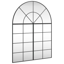 Стенно огледало арка с черна железна решетка 100 x 130 см