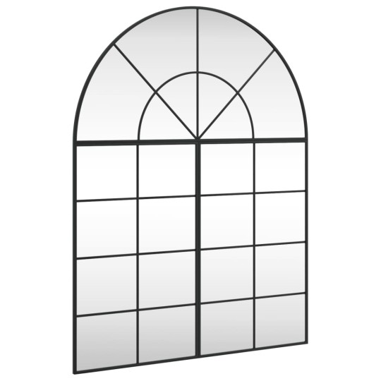 Стенно огледало арка с черна железна решетка 100 x 130 см