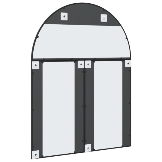Стенно огледало арка с черна железна решетка 100 x 130 см