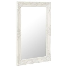 Стенно огледало с бяла барокова рамка от масивно дърво 50 x 80 см