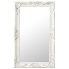 Стенно огледало с бяла барокова рамка от масивно дърво 50 x 80 см