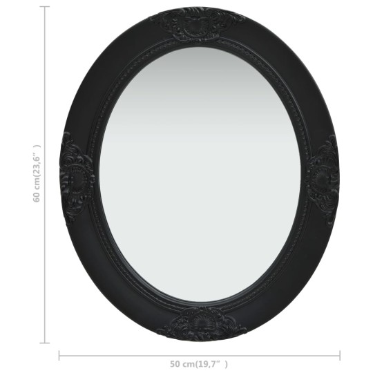 Стенно огледало с черна барокова рамка от масивно дърво 50 x 60 см