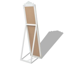 Свободностоящо огледало в цял ръст с бяла барокова рамка и стойка 160 x 40 см