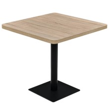 Трапезна бистро маса в стил Industrial Modern, цвят естествен дъб и черна стомана, 80 x 80 см