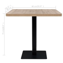 Трапезна бистро маса в стил Industrial Modern, цвят естествен дъб и черна стомана, 80 x 80 см