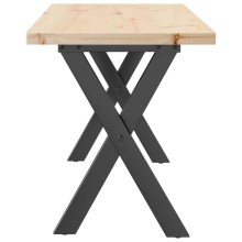 Трапезна маса в стил Industrial Modern, чамова дървесина масив и черна стомана, 110 x 40 см