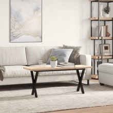 Трапезна маса в стил Industrial Modern, чамова дървесина масив и черна стомана, 110 x 40 см