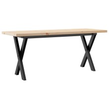 Трапезна маса в стил Industrial Modern, чамова дървесина масив и черна стомана, 110 x 40 см